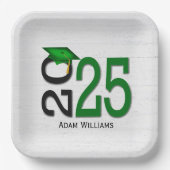 Afstuderen 2025 Groen en zwart op hout Papieren Bordje (Voorkant)