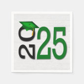 Afstuderen 2025 Groen en zwart op hout Servet (Voorkant)