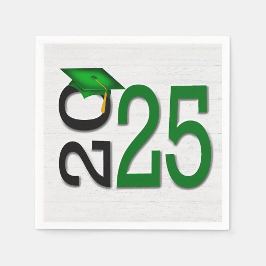Afstuderen 2025 Groen en zwart op hout Servet (Voorkant)