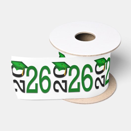 Afstuderen 2025 Groen en Zwart Satijnen Lint (Spoel)