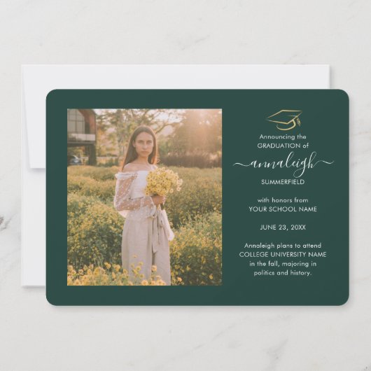 Afstuderen 2025 Groene Foto Collage Script Afstude Aankondiging (Achterkant)