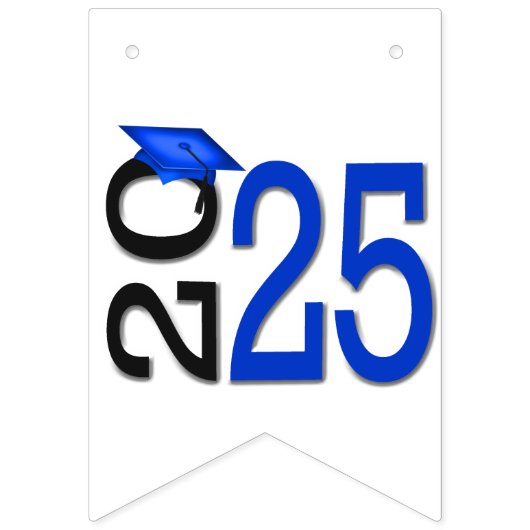 Afstuderen 2025 in blauw en zwart vlaggetjes (Tweede vlag)