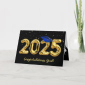 Afstuderen 2025 met blauw Pet en Confetti Kaart (Voorkant)