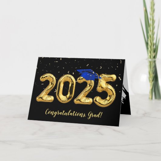 Afstuderen 2025 met blauw Pet en Confetti Kaart (Voorkant)