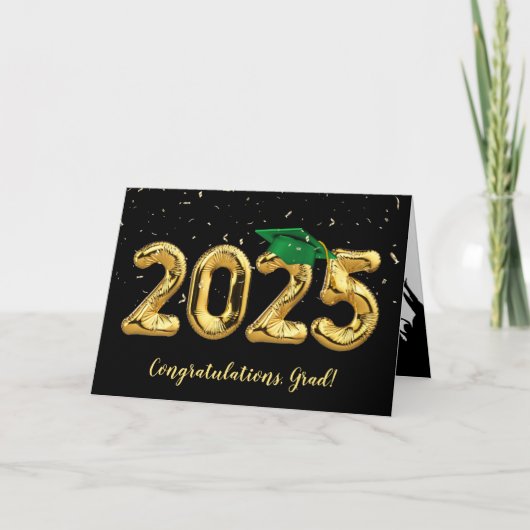 Afstuderen 2025 met groen Pet en Confetti Kaart (Voorkant)