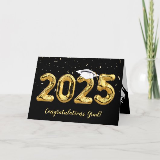 Afstuderen 2025 met wit Pet en Confetti Kaart (Voorkant)