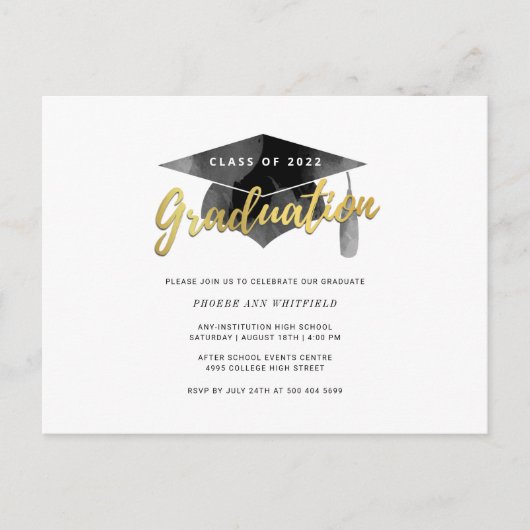 Afstuderen 2025 Minimalistische Eenvoudige Afstude Uitnodiging Briefkaart (Voorkant)