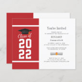 Afstuderen 2025 Minimalistische Rood Wit Uitnodigi (Voorkant / Achterkant)