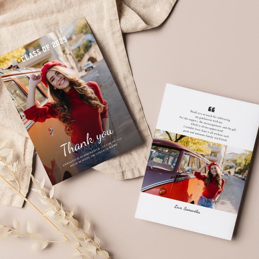 Afstuderen 2025 Modern Afstudeerder Foto Bedankkaart