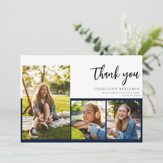 Afstuderen 2025 Modern Script Afstuderen Bedankkaart (Staand voorkant)