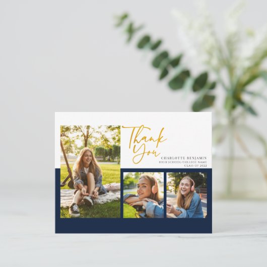 Afstuderen 2025 Modern Script Afstuderen Bedankkaart (Staand voorkant)