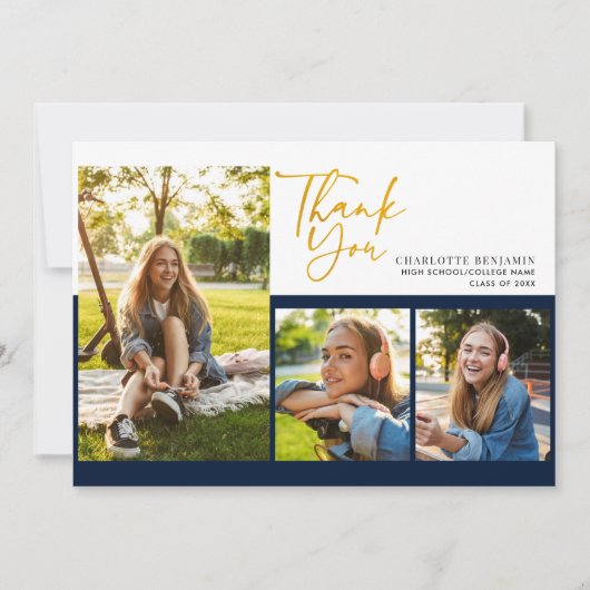 Afstuderen 2025 Modern Script Afstuderen Bedankt Aankondiging (Voorkant)