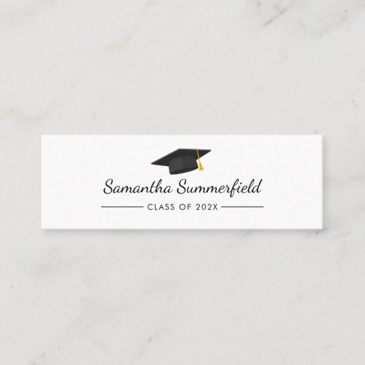 Afstuderen 2025 Modern Script Naam Mini Visitekaartje (Voorkant)