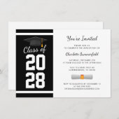 Afstuderen 2025 Modern Zwart Wit Afstudeerder Part Kaart (Voorkant / Achterkant)