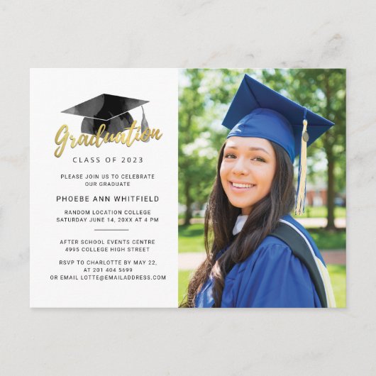 Afstuderen 2025 Moderne Afstuderen Fotopartij Uitnodiging Briefkaart (Voorkant)