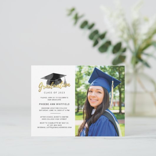 Afstuderen 2025 Moderne Afstuderen Fotopartij Uitnodiging Briefkaart (Staand voorkant)