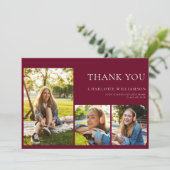 Afstuderen 2025 Moderne Bourgogne Foto's Bedankkaart (Staand voorkant)