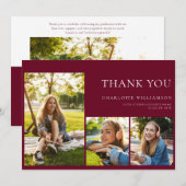 Afstuderen 2025 Moderne Bourgogne Foto's Bedankkaart (Voorkant / Achterkant)