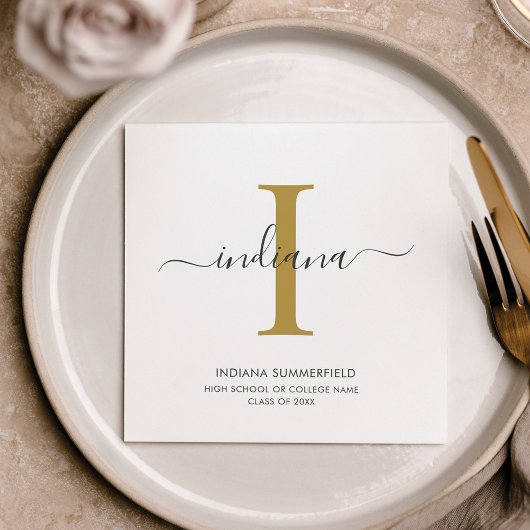 Afstuderen 2025 Monogram Naam Afstudeerder Party P Servet