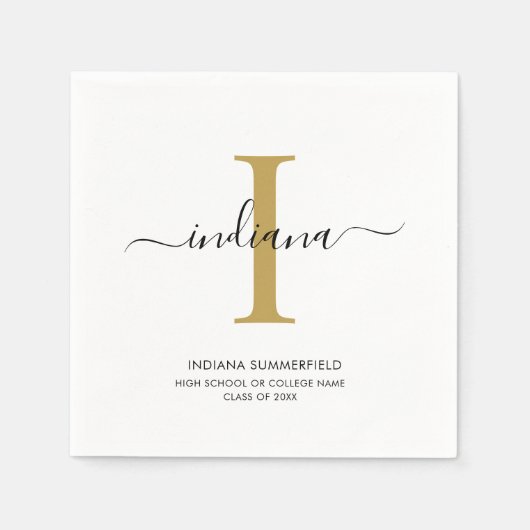 Afstuderen 2025 Monogram Naam Script Afstudeerder  Servet (Voorkant)