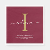 Afstuderen 2025 Monogram Script Bourgondië Partij Servet (Voorkant)