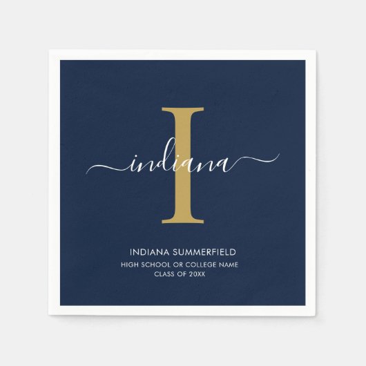 Afstuderen 2025 Monogram Script Naam Afstudeerder  Servet (Voorkant)