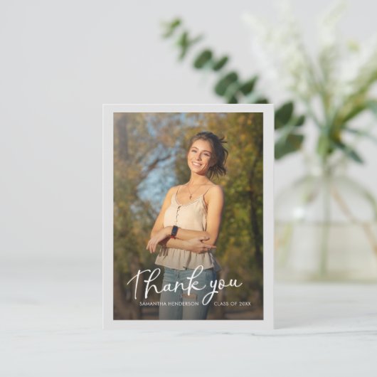 Afstuderen 2025 Multi Photo Script Bedankt Briefkaart (Staand voorkant)