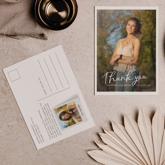 Afstuderen 2025 Multi Photo Script Bedankt Briefkaart