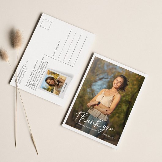 Afstuderen 2025 Multi Photo Script Bedankt Briefkaart