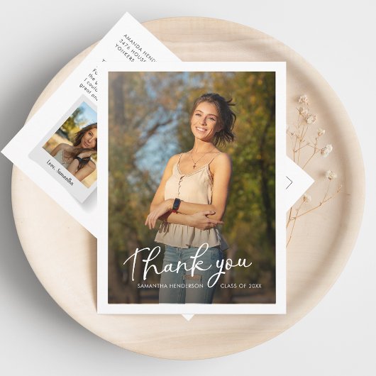 Afstuderen 2025 Multi Photo Script Bedankt Briefkaart