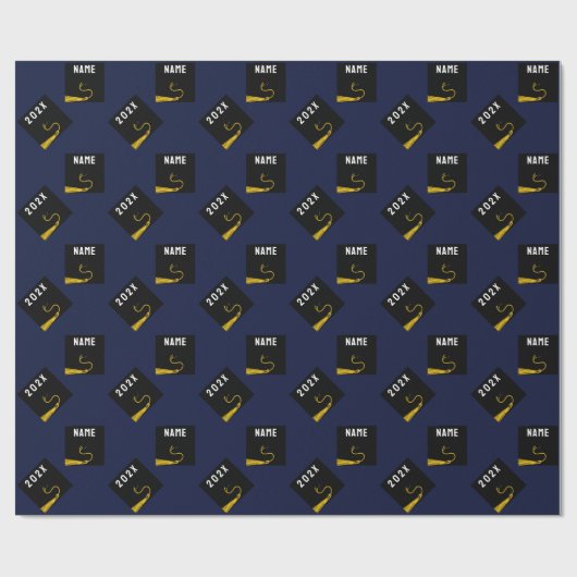Afstuderen 2025 Navy Blauw Cadeaupapier (Vlak)