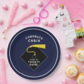 Afstuderen 2025 Navy Blauw Papieren Bordje (Feest)