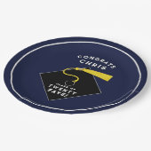 Afstuderen 2025 Navy Blauw Papieren Bordje (Gekanteld)