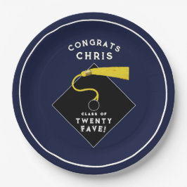Afstuderen 2025 Navy Blauw Papieren Bordje