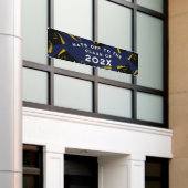 Afstuderen 2025 Navy Blauwe Banner (Buitenkant Gebouw)