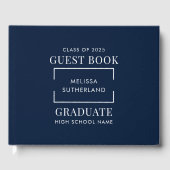 Afstuderen 2025 Navy Blue Afstudeerder Party Gastenboek (Voorkant)