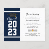 Afstuderen 2025 Navy Blue Afstudeerder Party Invit (Voorkant)