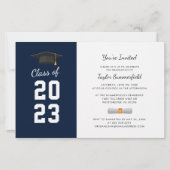 Afstuderen 2025 Navy Blue Afstudeerder Party Invit (Voorkant)