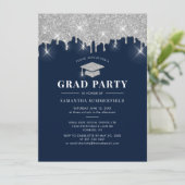 Afstuderen 2025 Navy Blue Afstudeerder Party Kaart (Staand voorkant)