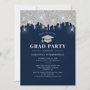 Afstuderen 2025 Navy Blue Afstudeerder Party Kaart
