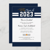 Afstuderen 2025 Navy Blue Afstudeerder Party Kaart (Voorkant / Achterkant)