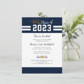 Afstuderen 2025 Navy Blue Afstudeerder Party Kaart (Staand voorkant)