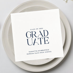 Afstuderen 2025 Navy Blue Elegant Party Paper Servet
