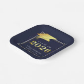 Afstuderen 2025 Navy Blue Faux Metallic Gold Papieren Bordje (Gebogen)
