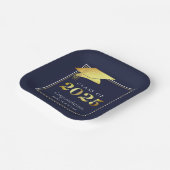 Afstuderen 2025 Navy Blue Faux Metallic Gold Papieren Bordje (Gebogen)
