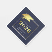 Afstuderen 2025 Navy Blue Faux Metallic Gold Servet (Hoek)