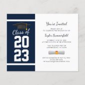 Afstuderen 2025 Navy Blue Modern Party Invitation (Voorkant)