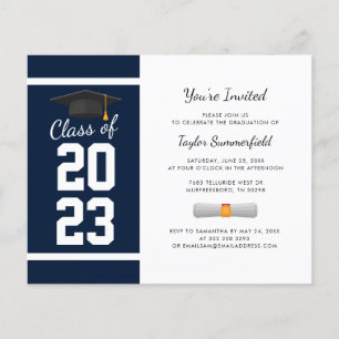 Afstuderen 2025 Navy Blue Modern Party Invitation