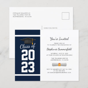 Afstuderen 2025 Navy Blue Party Invitation