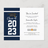 Afstuderen 2025 Navy Blue Party Invitation (Voorkant)